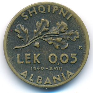 Албания, 0,05 лек (1940 г.)