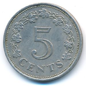 Malta, 5 cents, 1972