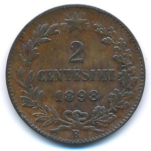 Италия, 2 чентезимо (1898 г.)