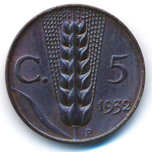 Италия, 5 чентезимо (1932 г.)