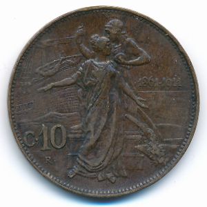 Италия, 10 чентезимо (1911 г.)