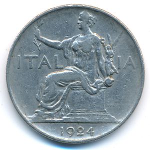 Италия, 1 лира (1924 г.)