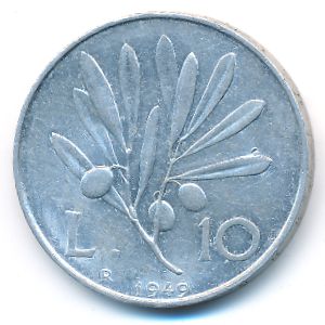 Италия, 10 лир (1949 г.)
