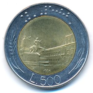 Italy, 500 lire, 1986