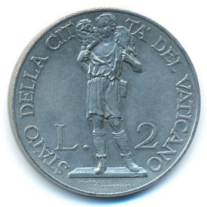 Ватикан, 2 лиры (1934 г.)