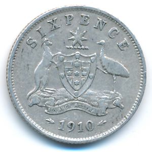 Австралия, 6 пенсов (1910 г.)