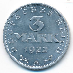 Веймарская республика, 3 марки (1922 г.)