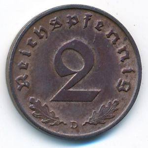 Третий Рейх, 2 рейхспфеннига (1938 г.)