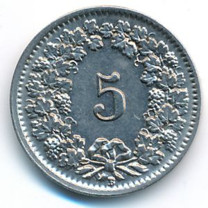 Швейцария, 5 раппенов (1938 г.)