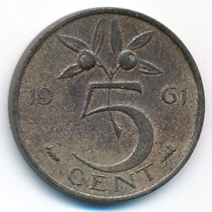 Netherlands, 5 cents, 1961