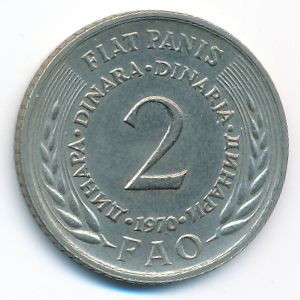 Yugoslavia, 2 dinara, 1970