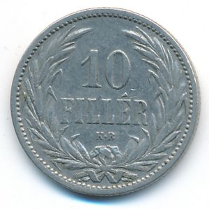 Hungary, 10 filler, 1908