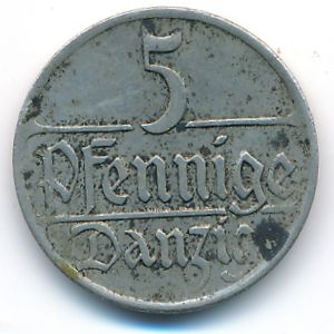 Данциг, 5 пфеннигов (1923 г.)