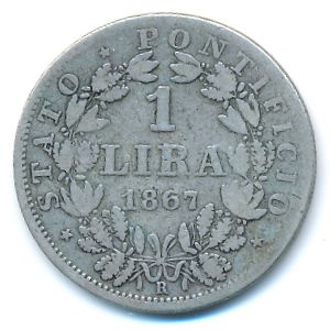 Папская область, 1 лира (1867 г.)