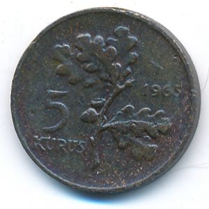 Turkey, 5 kurus, 1965