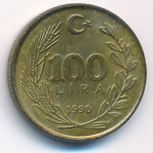 Turkey, 100 lira, 1990