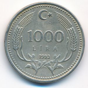 Turkey, 1000 lira, 1993