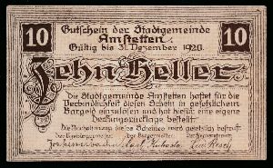 Нотгельды Австрии, 10 геллеров (1920 г.)