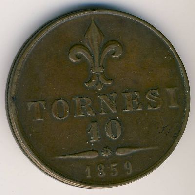 Naples & Sicily, 10 tornesi, 1859