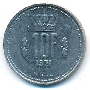 Luxemburg, 10 francs, 1971