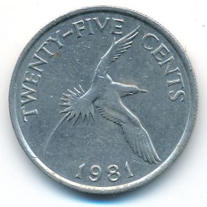 Бермудские острова, 25 центов (1981 г.)