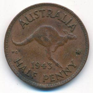 Австралия, 1/2 пенни (1943 г.)