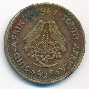 ЮАР, 1/2 цента (1961 г.)