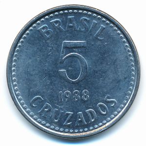 Бразилия, 5 крузадо (1988 г.)