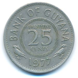 Guyana, 25 cents, 1977