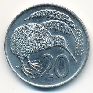 New Zealand, 20 cents, 1977