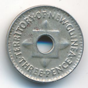 New Guinea, 3 pence, 1944