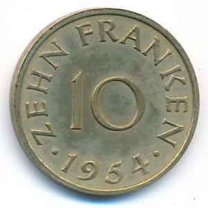Саар, 10 франков (1954 г.)