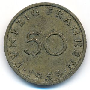 Саар, 50 франков (1954 г.)