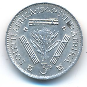 South Africa, 3 pence, 1943
