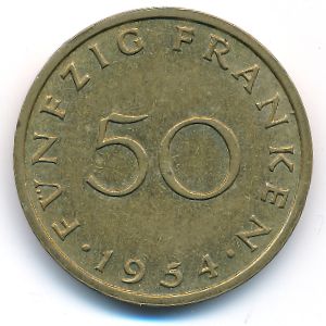 Саар, 50 франков (1954 г.)
