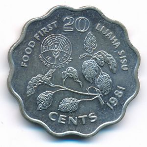 Свазиленд, 20 центов (1981 г.)