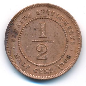 Стрейтс-Сетлментс, 1/2 цента (1908 г.)