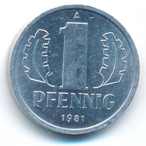German Democratic Republic, 1 pfennig, 1981