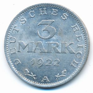 Веймарская республика, 3 марки (1922 г.)