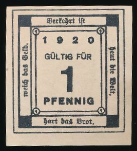Нотгельды Германии, 1 пфенниг (1920 г.)