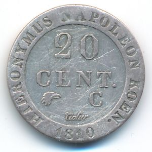 Westphalia, 20 centimes, 1810
