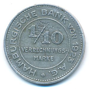 Hamburg, 1/10 марки, 1923
