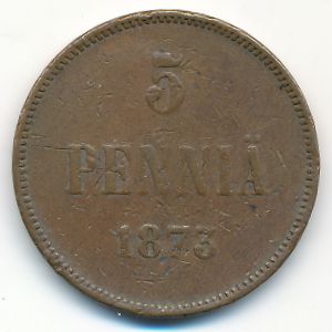 Finland, 5 pennia, 1873