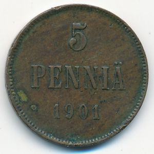 Finland, 5 pennia, 1901
