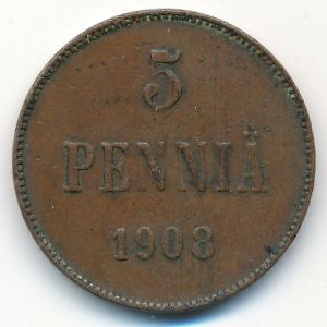 Финляндия, 5 пенни (1908 г.)