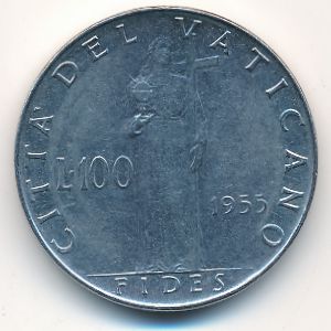 Ватикан, 100 лир (1955 г.)