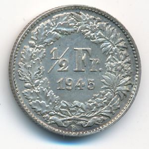 Швейцария, 1/2 франка (1945 г.)