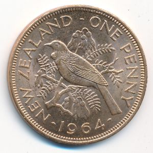 New Zealand, 1 penny, 1964