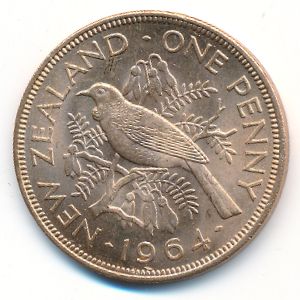 New Zealand, 1 penny, 1964