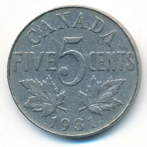 Canada, 5 cents, 1931